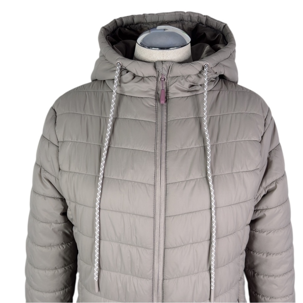 Eddie Bauer Taupe Puffer Coat sz S * Neutral Parka Packable Travel Jacket - Picture 6 of 13